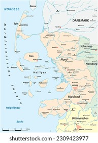 Vektorplan des Bezirks Nordfriesland, Schleswig-Holstein, Deutschland