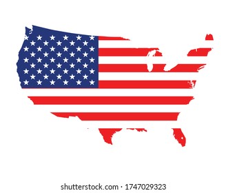 Vector map of North America. American flag. Social poster. USA. Equality. Freedom. Democracy
