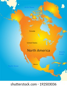 Vector Map Of North America Continent