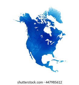 Vector Map North America. Isolated Vector Illustration. Watercolor Effect. EPS 10 Illustration.