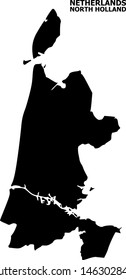 Vector Map of North Holland with title. Map of North Holland is isolated on a white background. Simple flat geographic map.