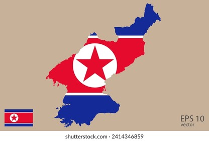 Vector map of North Korea. Vector design isolated on grey background.
