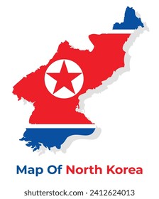 Vector map of North Korea with national flag