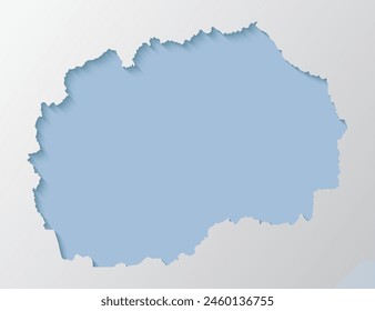 Vector map North Macedonia with abstract inner shadow isolated on background. Template Europe country for pattern, design, illustration, backdrop. Creative paper cut map effect of the Macedonia