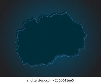 Vector map North Macedonia on the radar screen with a blue grid. Template Europe country on monitor radar for pattern, report, background. Technology concept boundary for news, infographic, army