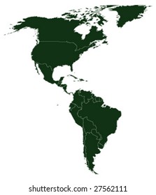 vector map of north and south america