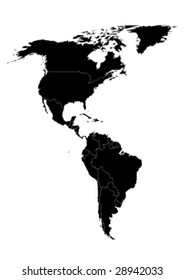 Vector Map Of North And South America