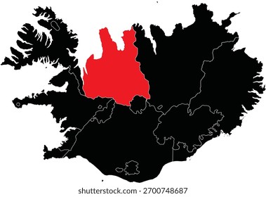 Mapa vetorial da região noroeste da Islândia