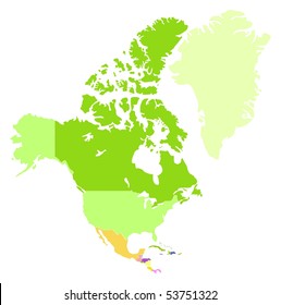 Vector Map Of Northern America, Each Country Is The Individual Isolated Object.