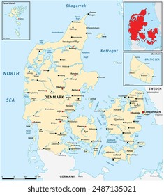 Vector map of the northern European country of Denmark