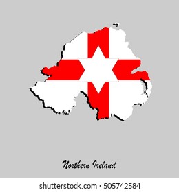 Vector map of Northern Ireland with flag