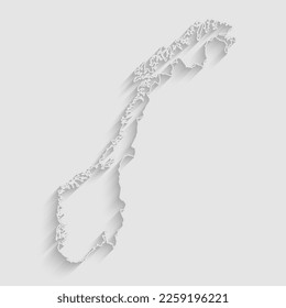 Vector map Norway with abstract inner shadow isolated on background. Template country for pattern, design, illustration, backdrop. Creative paper cut map effect of the Norway