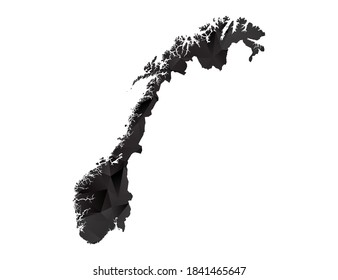 Vector map of Norway black polygon style gradient.