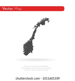Vector map Norway. Isolated vector Illustration. Black on White background. EPS 10 Illustration.