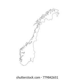 Vektorkarte Norwegen. Isolierte Vektorgrafik. Schwarz auf weißem Hintergrund. EPS 10-Abbildung.