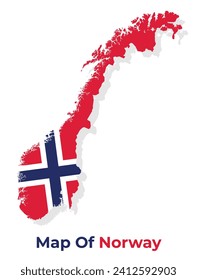 Karte Norwegens mit nationaler Flagge
