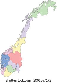 Vector map of Norway to study with outline