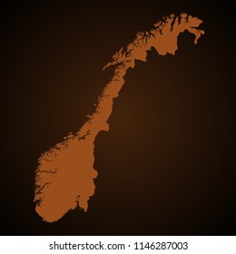 Vector map of norwey light brown color isolated on a needle brown background