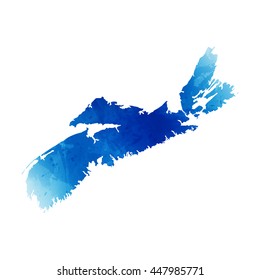 Vector map Nova Scotia. Isolated vector Illustration. Watercolor effect. EPS 10 Illustration.