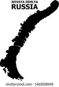 Vector Map of Novaya Zemlya Islands with name. Map of Novaya Zemlya Islands is isolated on a white background. Simple flat geographic map.