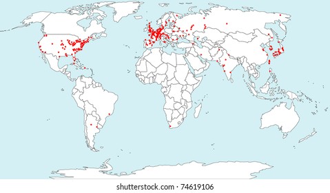 vector map of Nuclear power stations location in the world