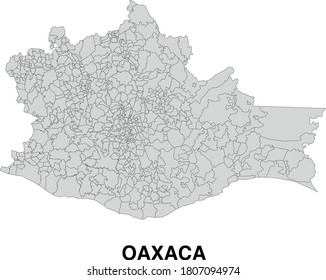 Vector Map of Oaxaca Mexico Divided Into Municipalities