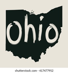 Vector map Ohio. Gray Isolated vector Illustration. On Beige background. Typography design. EPS 8 Illustration.