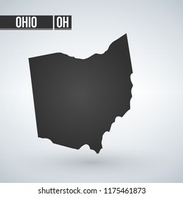 Vector map Ohio. Isolated vector Illustration. Black on White background. EPS Illustration.