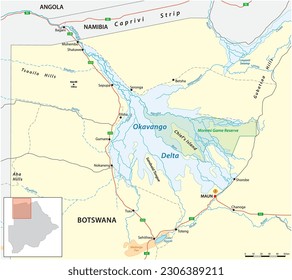 vector map of the Okavango Delta in Botswana