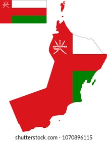 Vector map of Oman with flag. Isolated, white background