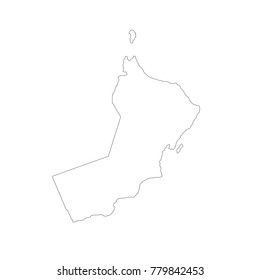 Vector map Oman. Isolated vector Illustration. Black on White background. EPS 10 Illustration.