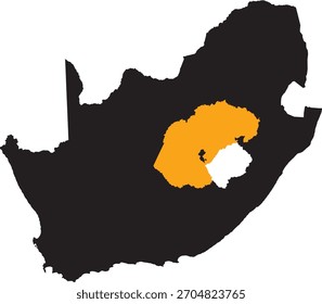 Mapa de Vector del Estado Libre de Orange en el Mapa de Sudáfrica