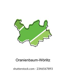mapa vectorial de Oranienbaum Worlitz contorno moderno, Plantilla de diseño de ilustración vectorial de alto nivel, adecuada para su empresa
