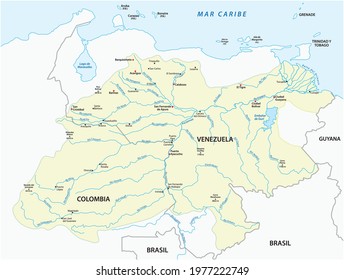 Vector Map Of The Orinoco River Drainage Basin