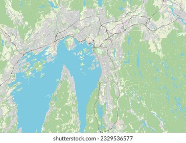 Mapa vectorial de Oslo, Noruega 