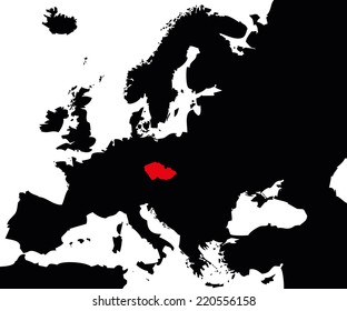 Vector map over Europe with Czech Republic