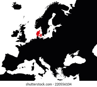 Vector map over Europe with Denmark