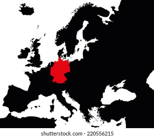 Vector map over Europe with Germany