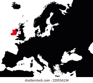 Vector map over Europe with Ireland