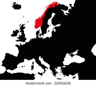 Vector map over Europe with Norway