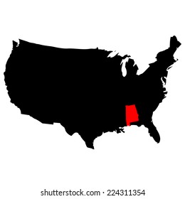 Vector map over USA with Alabama
