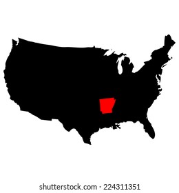 Vector map over USA with Arkansas