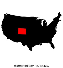 Vector map over USA with Colorado