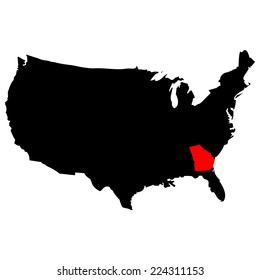 Vector map over USA with Georgia