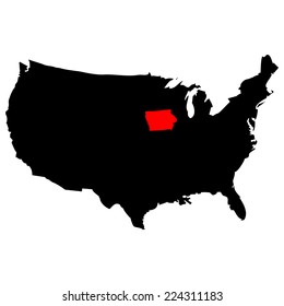 Vector map over USA with Iowa