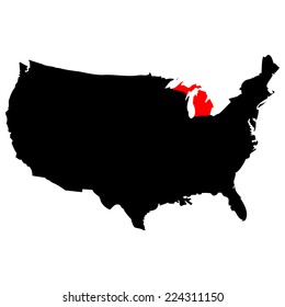 Vector map over USA with Michigan