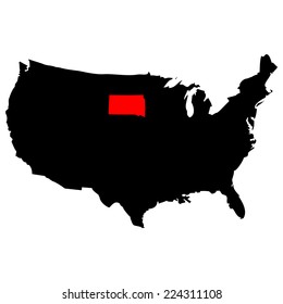 Vector map over USA with South Dakota