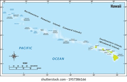 Vector Map Of The Pacific Hawaii Archipelago