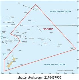 Vector map of the Pacific island region of Polynesia