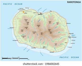 vector map of the Pacific volcanic island of Rarotonga, Cook Islands 